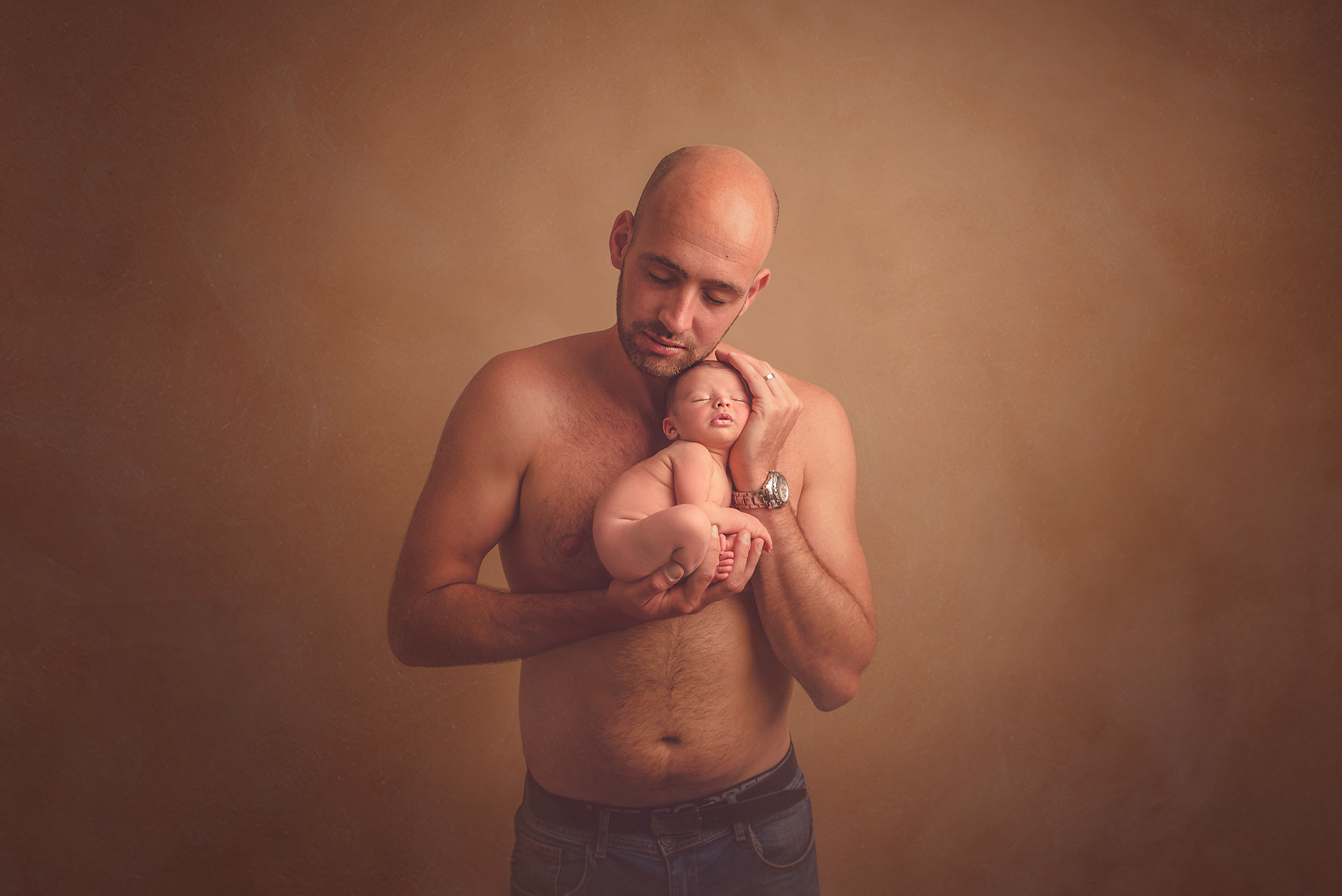 papa et bébé en séance photo photographe naissance Lille