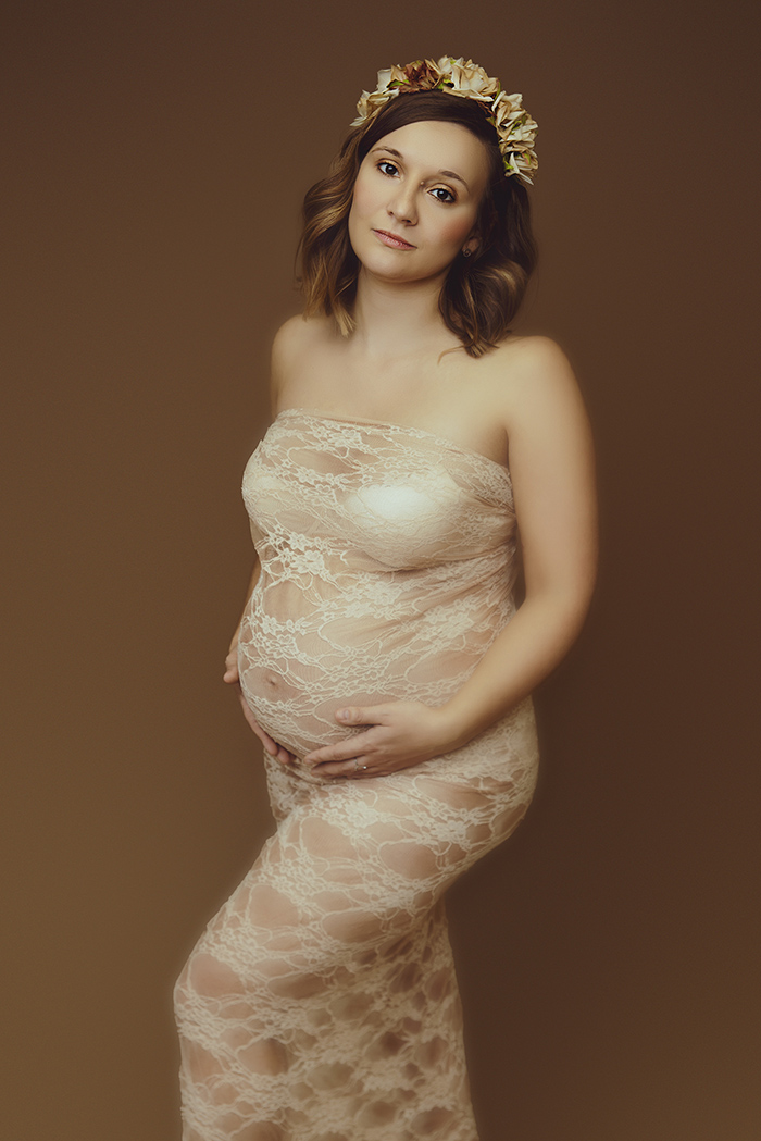 photo de grossesse bohème en studio photo sur bondues